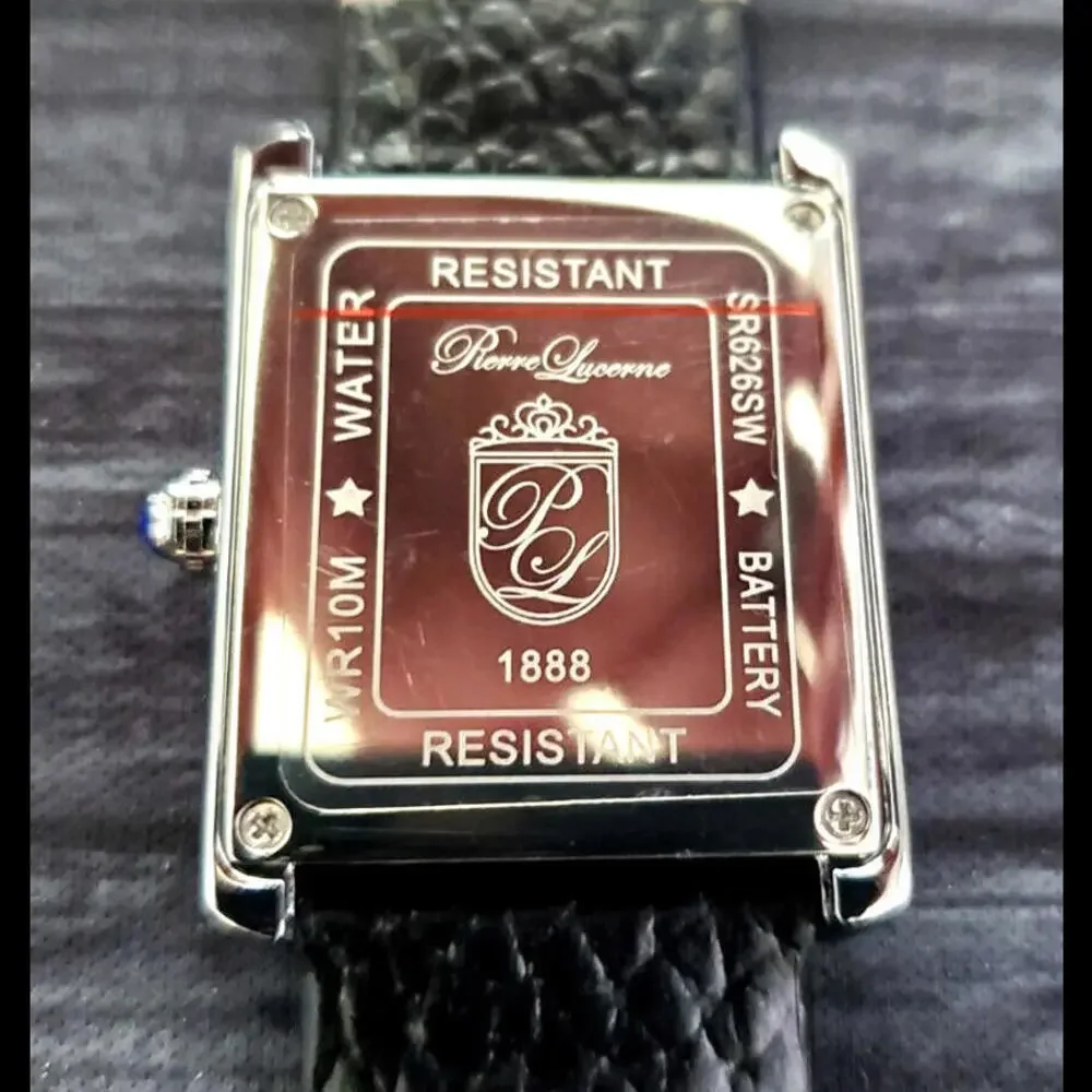 Vintage Tank‎ Style Pierre Lucerne  Mens Watch Black Band